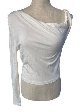 Commense One-Shoulder Long Sleeve White Top Size L New With Tags